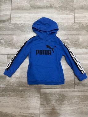 Puma Royal Blue Hoodie with Black Logo and Sleeve Tape